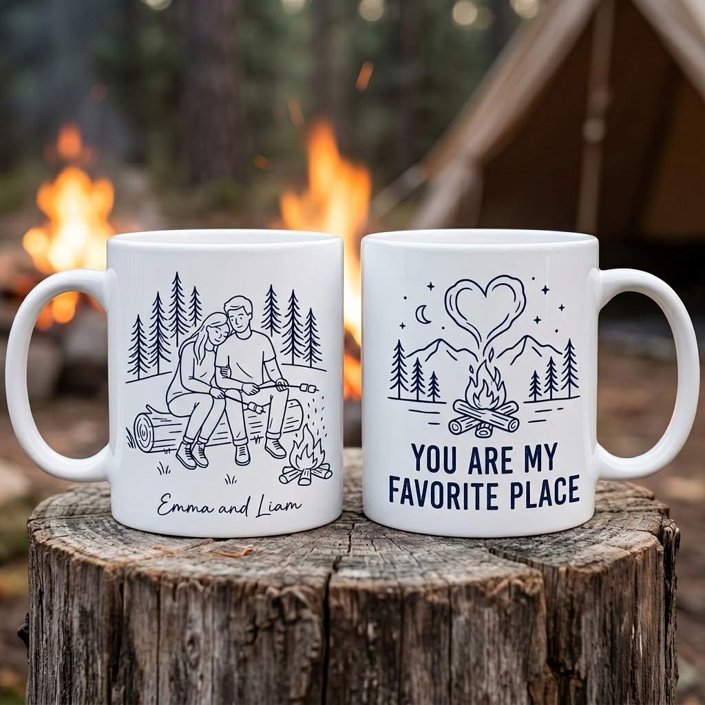 Personalized You are My Favorite Place Mug Gift for Couple Engagement Newlywed Anniversary Present for Outdoorsy Couple 