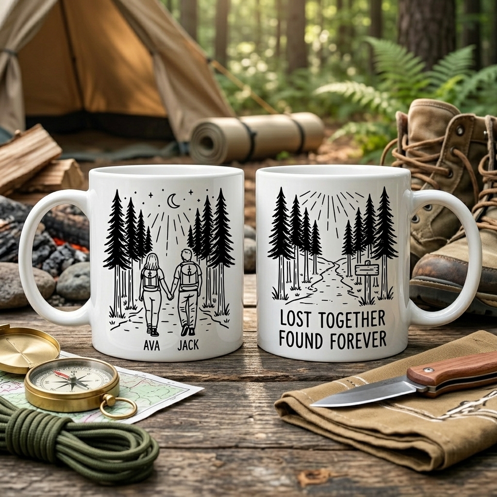 Personalized Lost Together Found Forever Couple Mug Gift Couple Anniversary Camping Gift Custom Outdoor Coffee Cup Partners for Life Newlyweds Gift Wedding Couple Gift