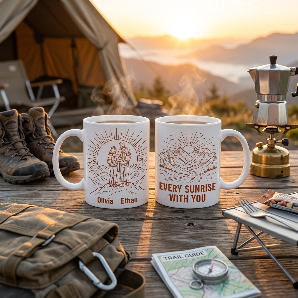 Personalized Every Sunrise with You Couple Mug Gift Personalized Enamel Mug Anniversary Camping Gift Custom Outdoor Coffee Cup Partners for Life