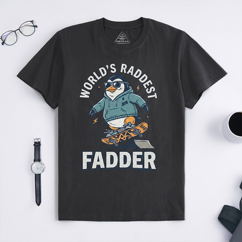 Personalized World’s Raddest Fadder Shirt Dad T-Shirt with Name Custom Birthday Father's Day Gift for Him