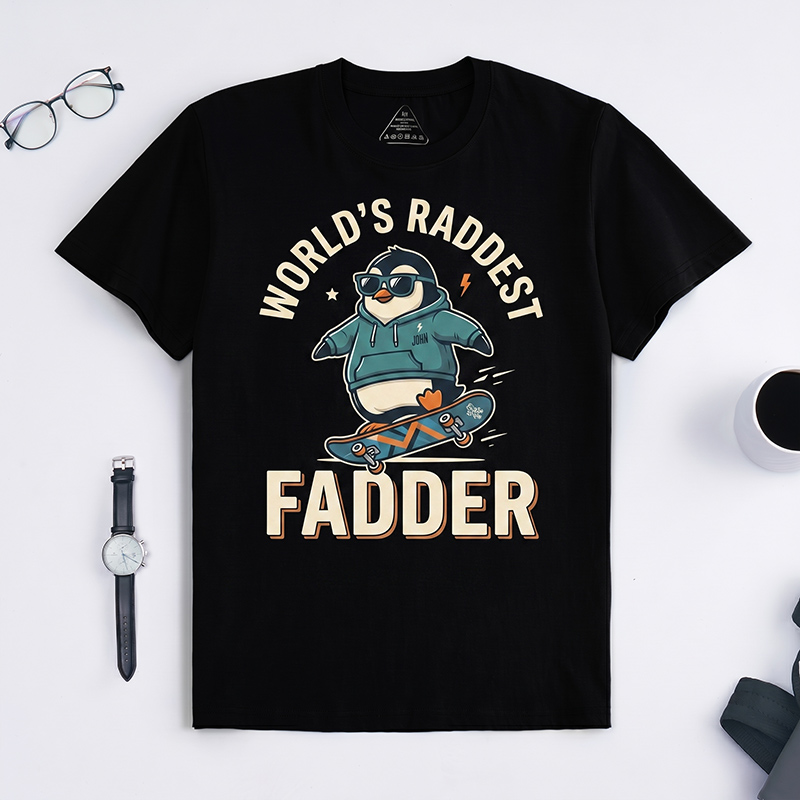 Personalized World’s Raddest Fadder Shirt Dad T-Shirt with Name Custom Birthday Father's Day Gift for Him