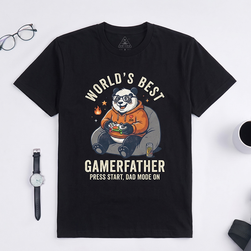 Personalized World’s Best Gamerfather Shirt Dad T-Shirt with Name Custom Birthday Father's Day Gift for Him