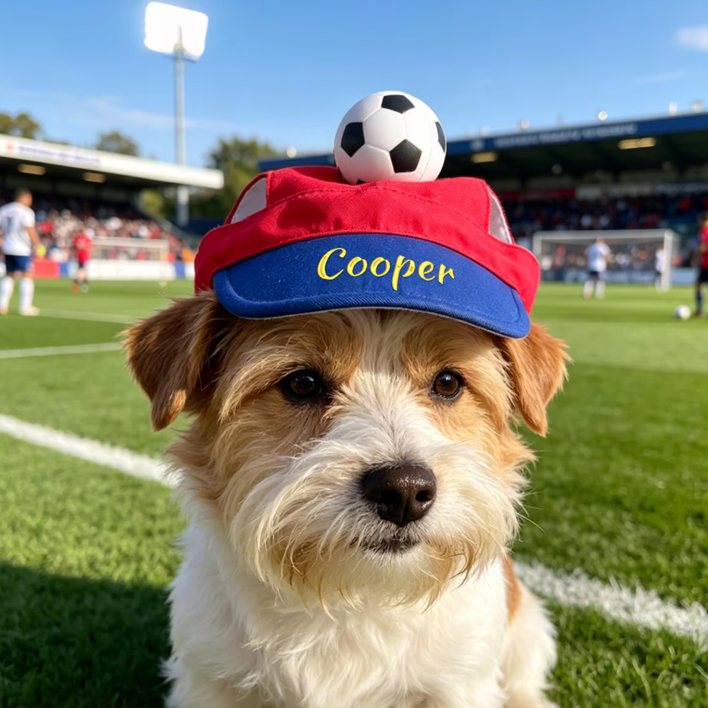 Personalized Football Pet Hat Embroidered Dog Football Hat Cap with Ear Holes Gift for Pet