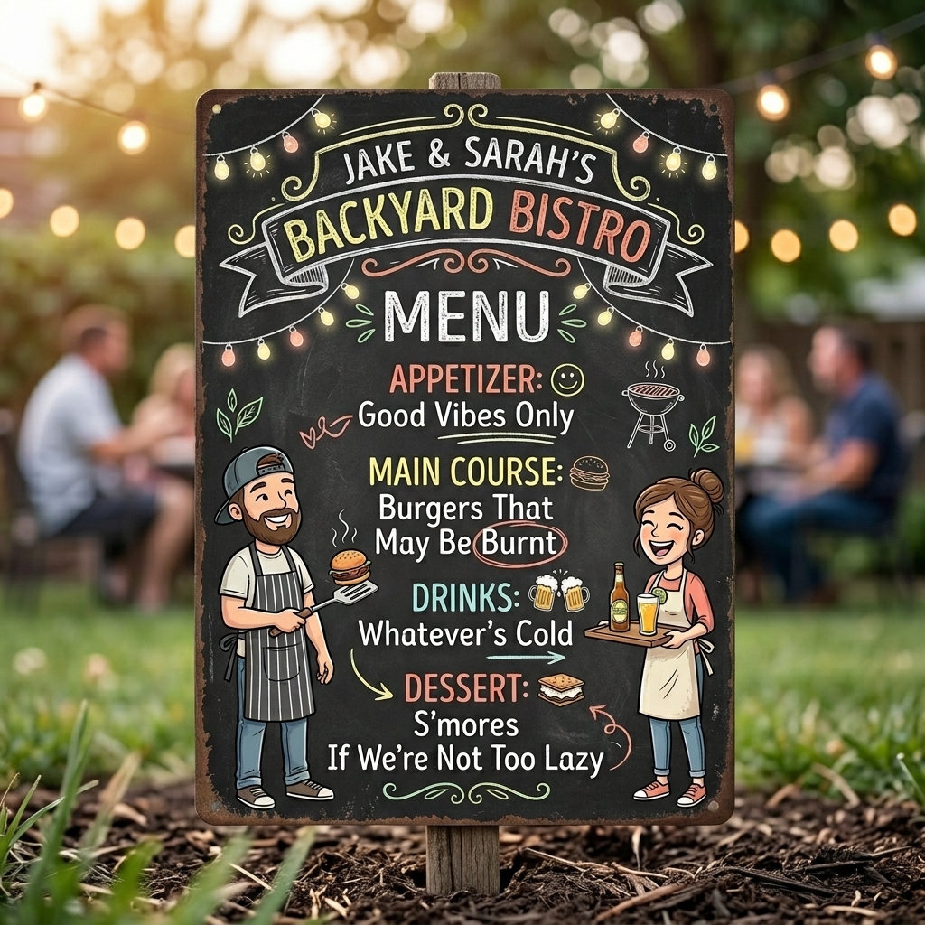 Personalized Couple Backyard Metal Classic Signs with Name
