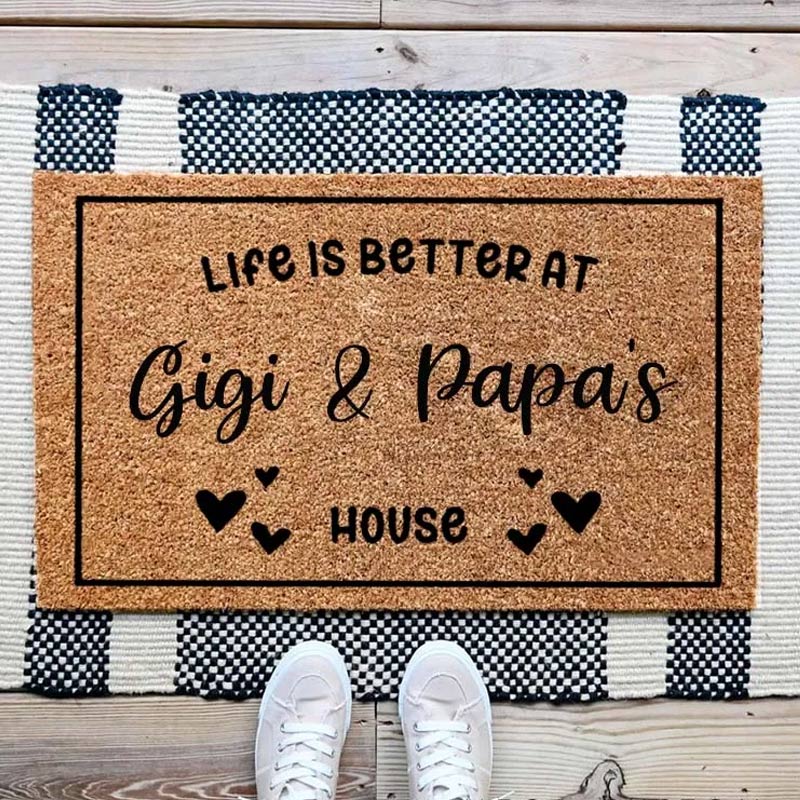 Personalized Life Is Better at Our House Doormat Housewarming Gift Welcome Mat for New Home Indoor Outdoor Door Mat Family Home Decor Durable Design