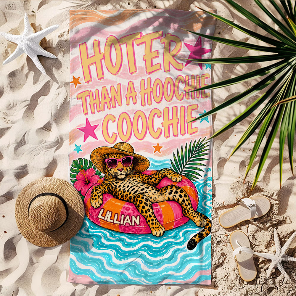 Personalized Cartoon Animals Soft Quick Dry Beach Towel with Name Summer Vacation Birthday Travel Beach Gift for Young Couples Women Besties