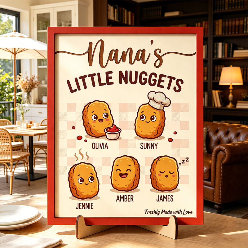 Personalized Nana's Little Nuggets Sign Custom Wooden Plaque with Kids Names Nana Gifts Birthday Day Gift For Mom Grandma