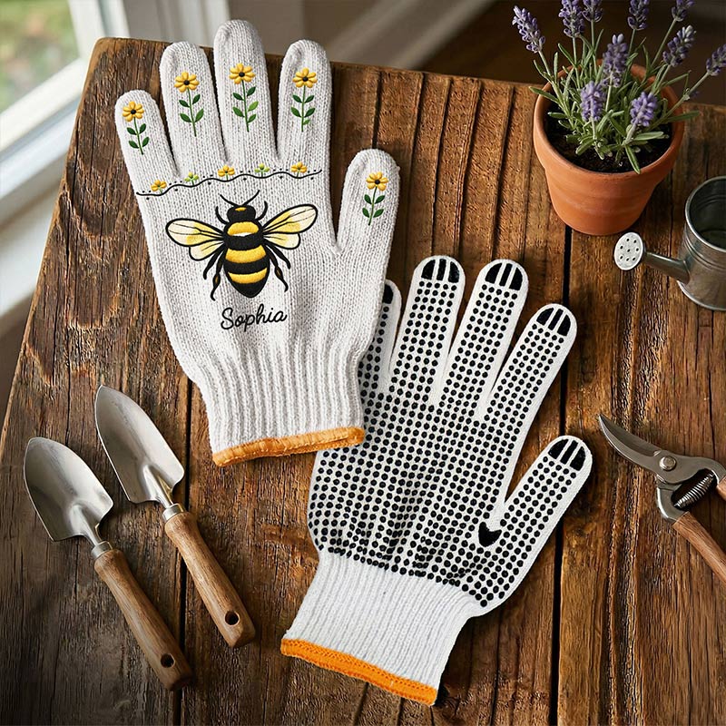 Personalized Gardening Gloves Custom Bee Butterfly Lavender Tomatoes Pattern Gloves Gardening Lover Gifts
