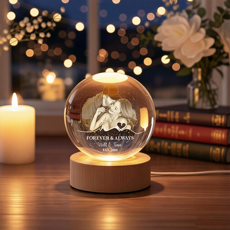 Personalized Personalized Photo Night Light Custom Picture Memorial Crystal Ball Lamp Wedding Gift Couple Anniversary Gift For Wife Girlfriend Husband