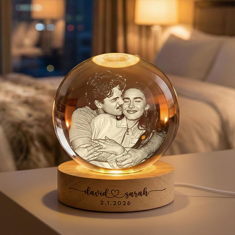 Personalized Personalized Photo Night Light Custom Picture Memorial Crystal Ball Lamp Wedding Gift Couple Anniversary Gift For Wife Girlfriend Husband