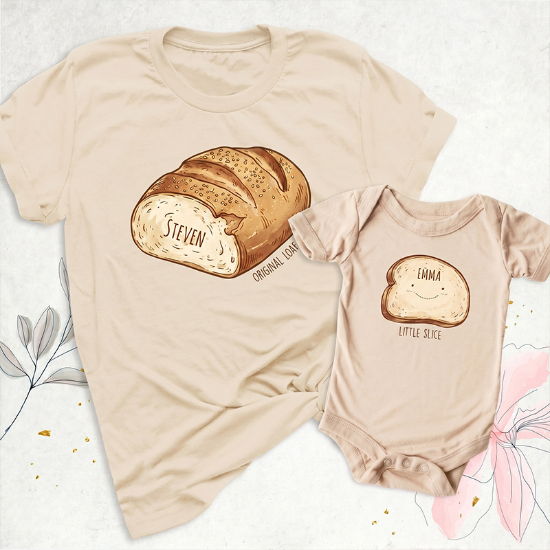 Personalized Daddy and Me Funny Shirt Dad Baby Matching Shirts Bread and Bread Slice T Shirt Fathers Day Dada Mini Outfit Dad Son Shirt Dad Girl Tee