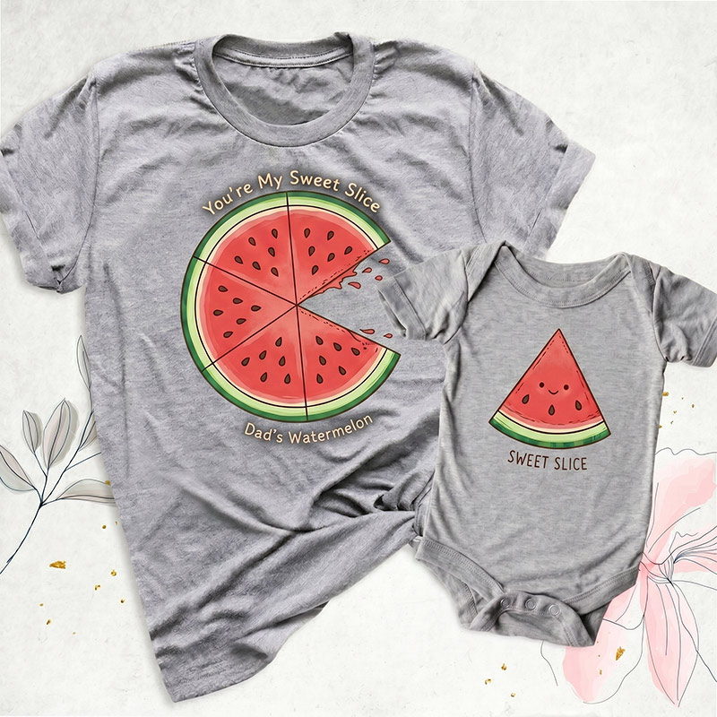 Personalized Dad's Watermelon and Sweet Slice Shirt Daddy and Me Funny Shirt Dad Baby Matching Shirts Fathers Day Dada Mini Outfit Dad Son Shirt Dad Girl Tee