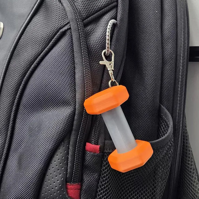 Personalized 3D Printed Dumbbell Key Chain Lip Balm Holder ChapStick Backpack Key Ring Gym Bag Sports Container Cute Fitness Workout Unique Creative Gift for Coach Trainer Gym Lover
