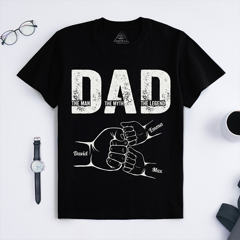 Personalized Dad Shirt The Man The Myth The Legend Dad Custom Dad T Shirt with 1-9 Kids Names Birthday Gift