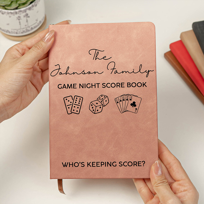 Personalized Game Night Score Book For Family Grandparents Board Game Lover  Custom Leather Journal with Family Name