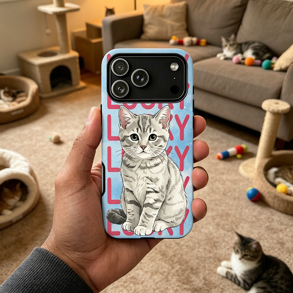 Personalized Pet Phone Case Custom Pet Portrait & Name Watercolor Style Gift for Pet Owner