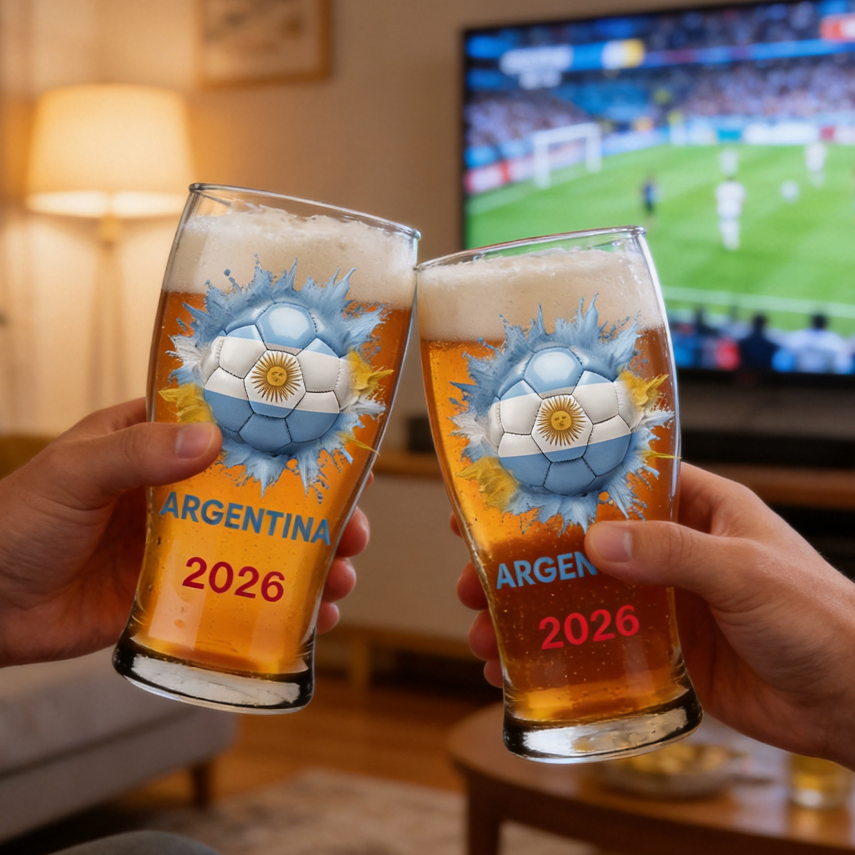Personalized National Flag Beer Glass Football 2026 Gift for Fans