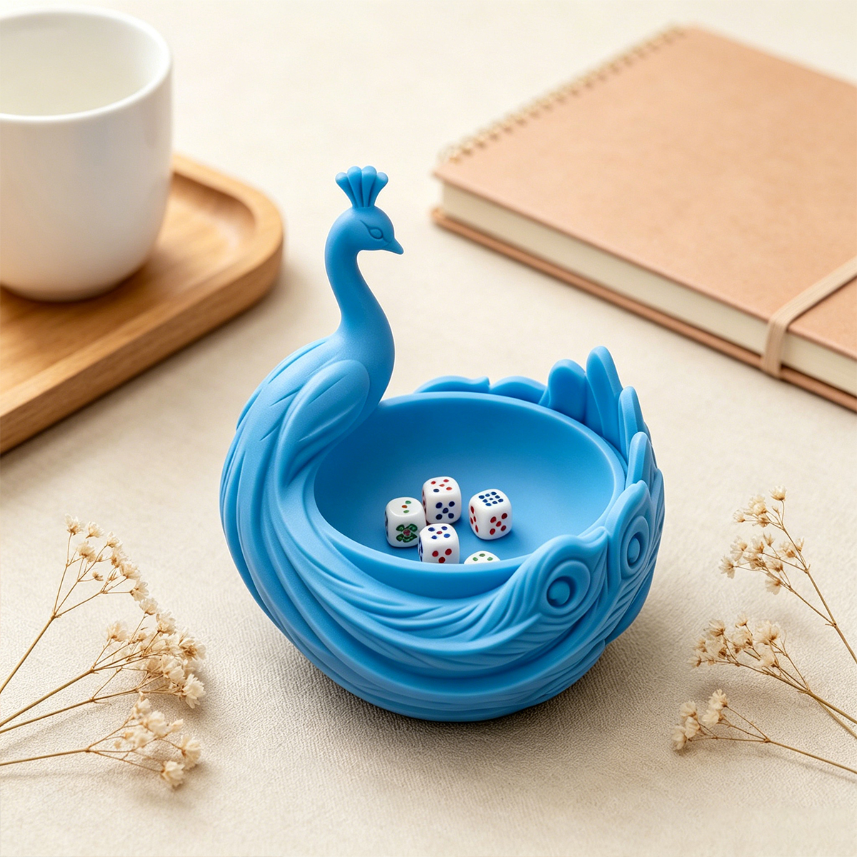3D Printed Mahjong Table Accessory Peacock Mahjong Dice Tray American Mahjong Dice Holder