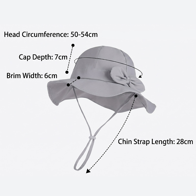 Personalized Embroidered Name Pastel Bucket Style Beach Pool Protection Adjustable Wide Brim Kids Sun Hat With Bow