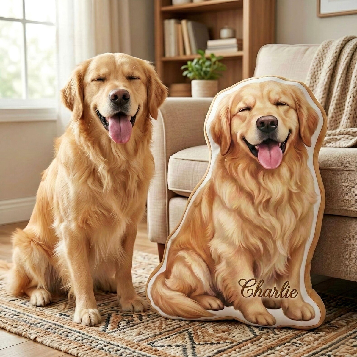Personalized Pet Throw Pillow Custom Pet Photo and Name Gift for Pet Lovers Dog Mom