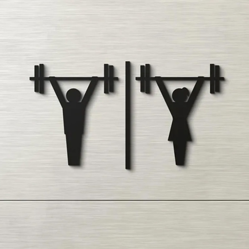 Personalized Metal Gym Sign Male and Female Gym Bathroom Sign Weightlifting Gift for Gym Lovers