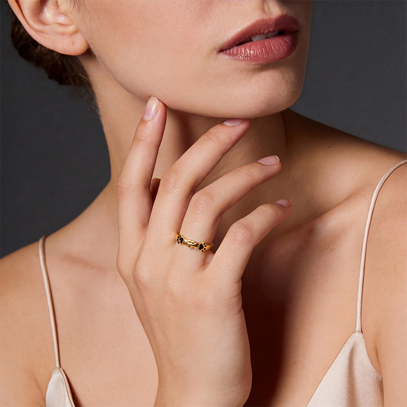 Personalized Bone and Heart with Dog Paw Ring Personalized Pet Lover's Jewelry in Sterling Silver