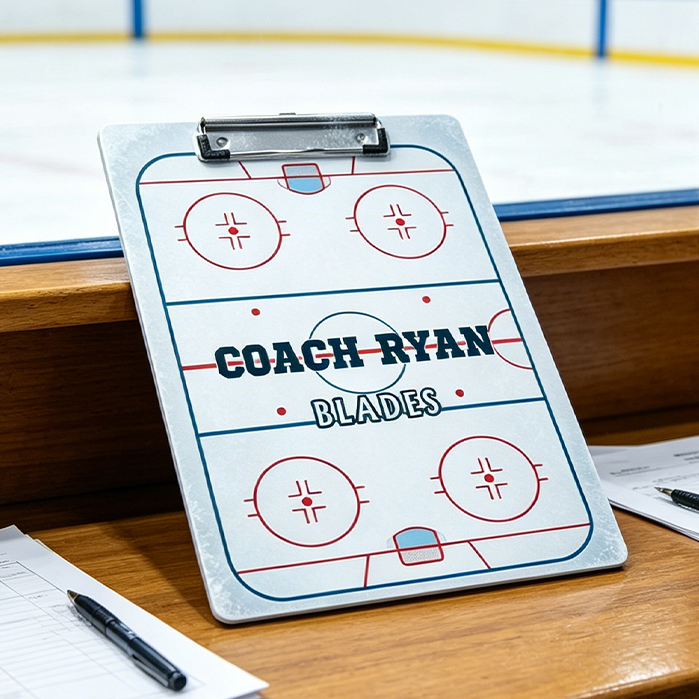 Personalized Ice Hockey Field Acrylic Clipboard with Custom Name and Team Name for Coach Trainer Teacher