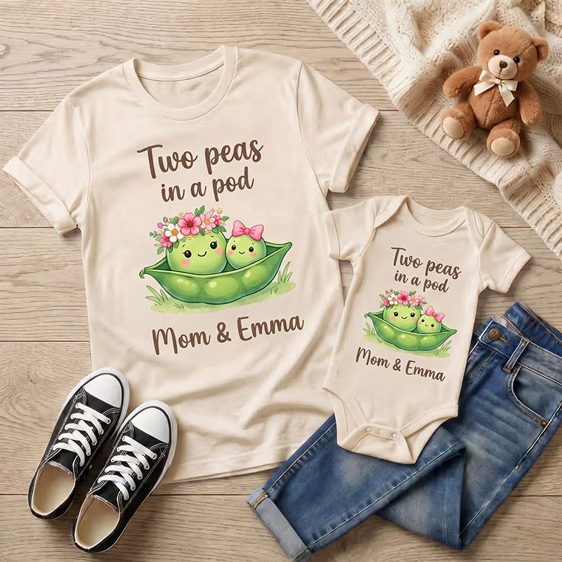 Personalized Two Peas in A Pod Shirt Mommy and Me Funny Shirt Mom Baby Matching Shirts New Mom Gift