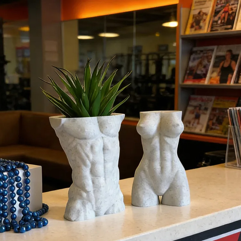 Personalized Fitness Male Female Couple Torso Planter 5 Modern Body Pot Air Plant Holder Home Decor Athlete Gift for Coach Trainer Gym Lover