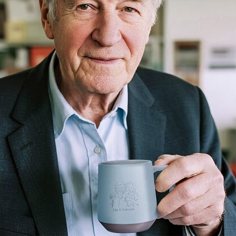 Personalized Engraved Line Art Photo Portrait 11.8 oz Ceramic Coffee Mug Daily Use Christmas Birthday Gift for Family Friends