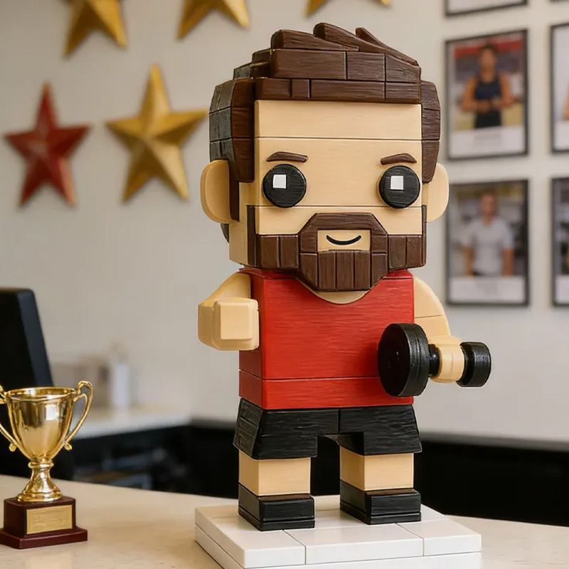 Personalized Photo Standing Gym 3D Printed Cross Fit Figurine Brick Athlete Gift for Coach Trainer Gym Lover