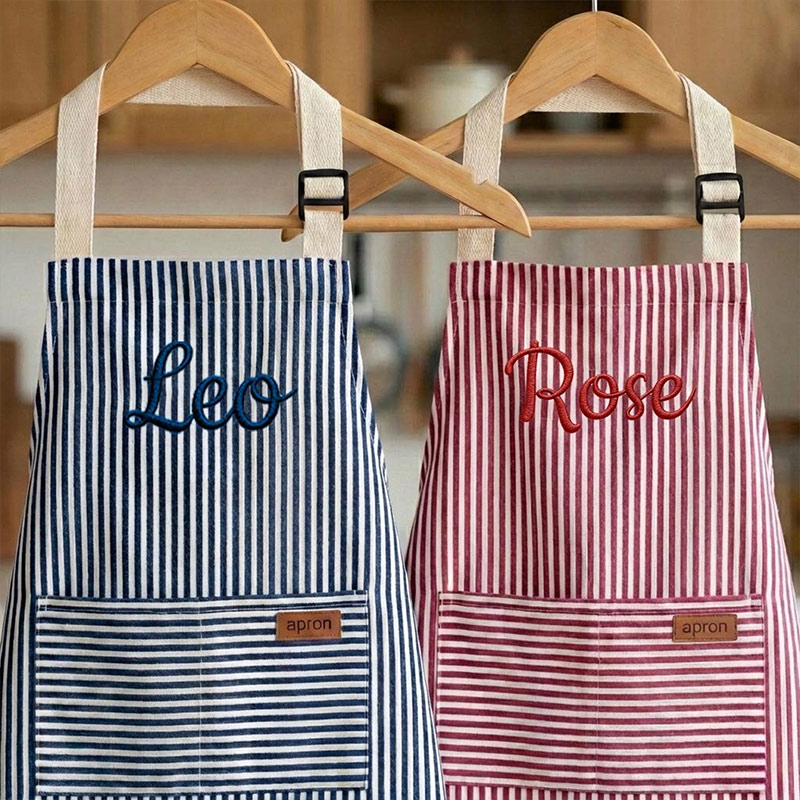 Personalized Mommy and Me Aprons Pink Striped Matching Mother Daughter Baking Gift Set Custom Name Embroidered Kids Chef Outfit Kitchen