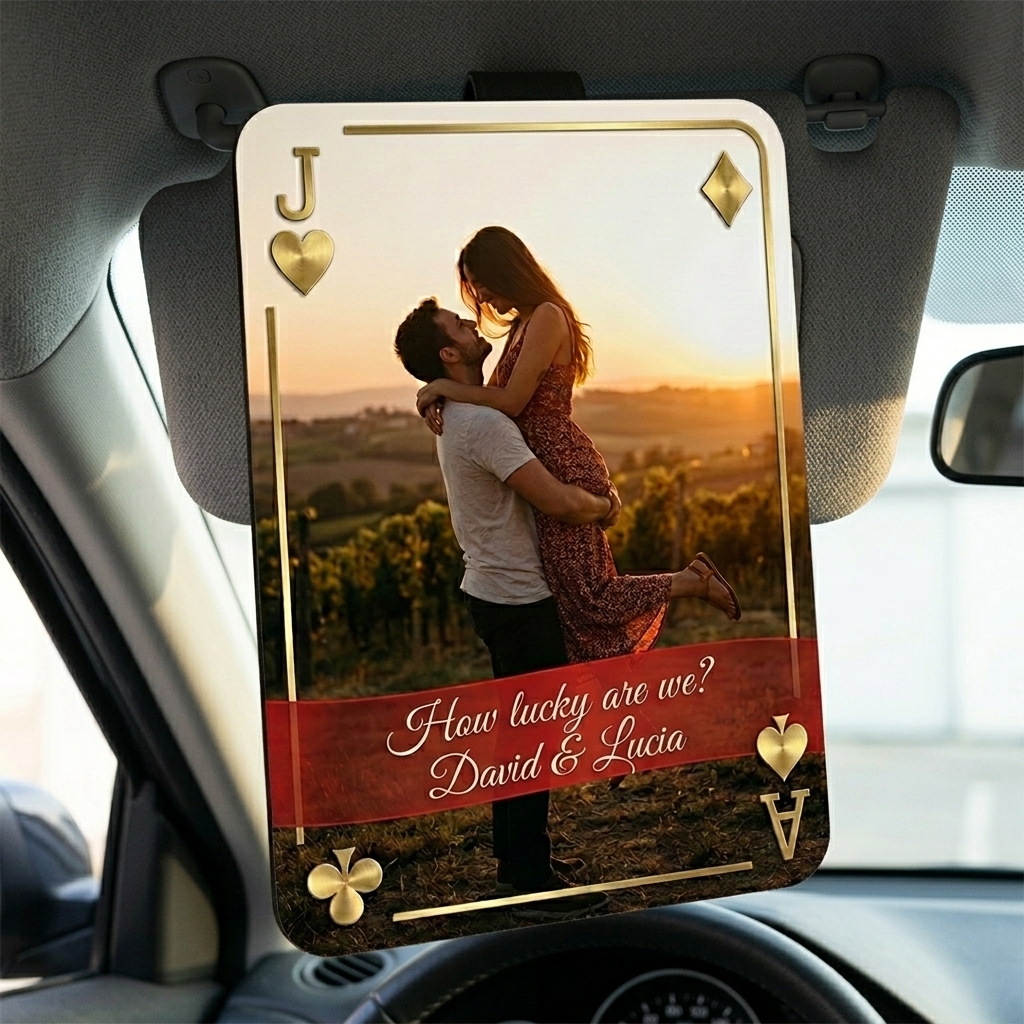Personalized Photo Car Visor Clip Playing Cards Design Car Visor Clip Drive Safe Car Visor Clip Valentines Day Gift for Him Her Initial Playing Cards Visor Clip