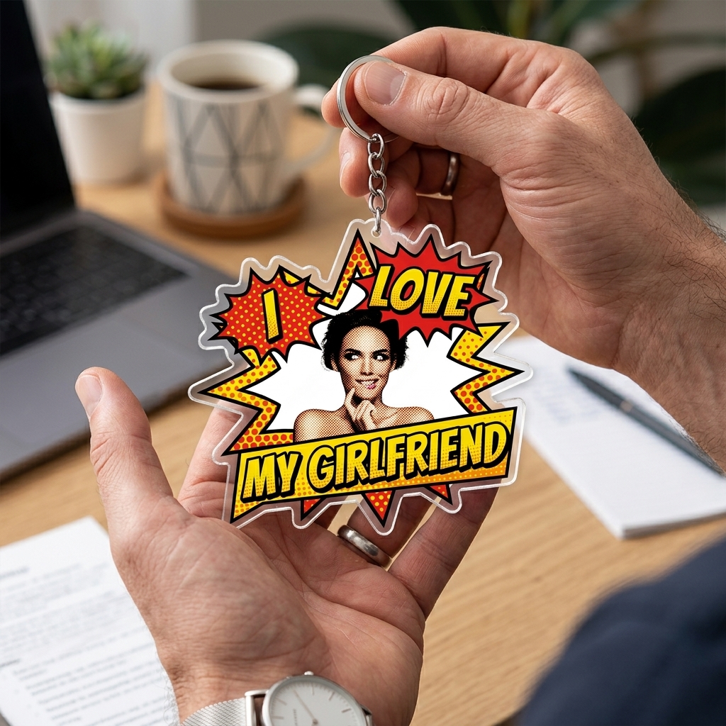 Personalized I Love My Girlfriend Keychain Photo Acrylic Keychain Anniversary Valentine's Gift Keychain for Him