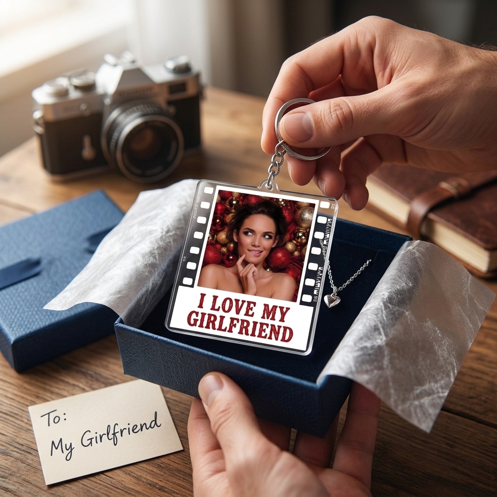Personalized I Love My Girlfriend Keychain Film Style Photo Acrylic Keychain Anniversary Valentine's Gift Keychain for Him