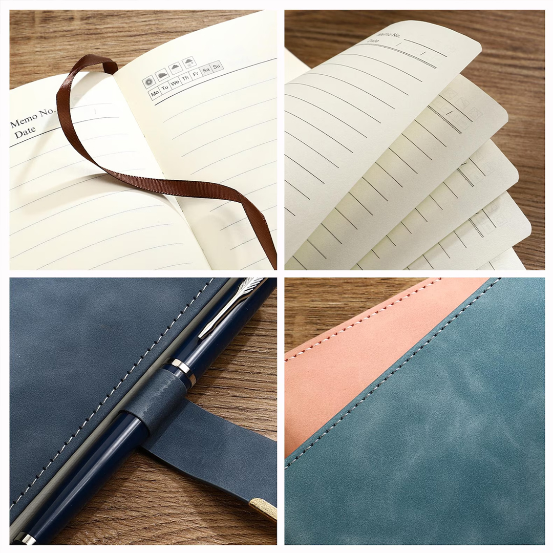 Personalized Birth Flower Notebook & Pen Set Custom Name Leather Journal Gift Birth Month Flower Journal for Women
