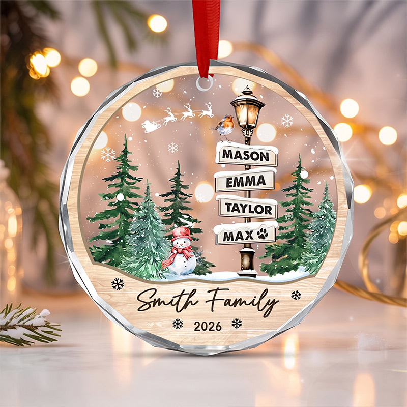 Personalized Family Names Christmas Ornament 2026 Custom Family with Pets Ornaments Family of 3 4 up to 15 Members Christmas Gift for Family