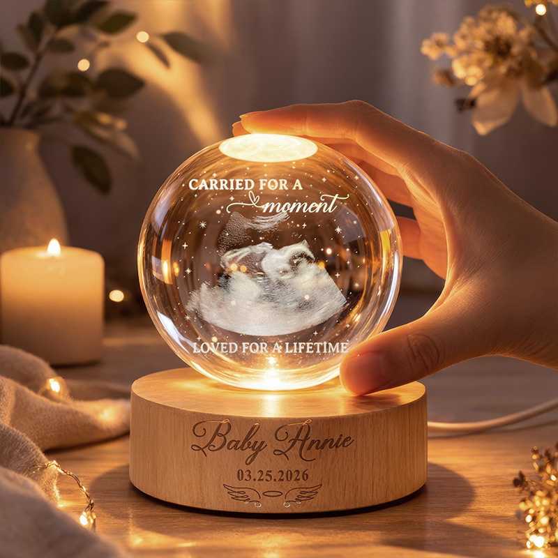 Personalized Baby Loss Memorial Night Light Miscarriage Memorial Crystal Ball Night Light Angel Baby Ultrasound Photo Baby Memorial Gift Sympathy Gift