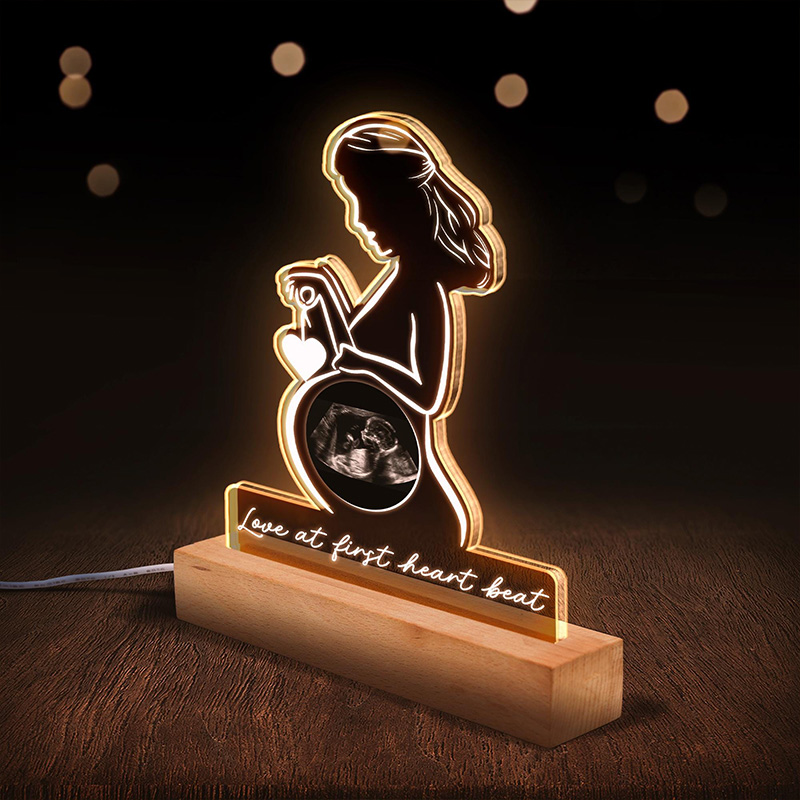 Personalized Ultrasound Photo Night Light Custom Pregnancy Keepsake Gift for Expecting Parents Baby Shower Gift for New Mom