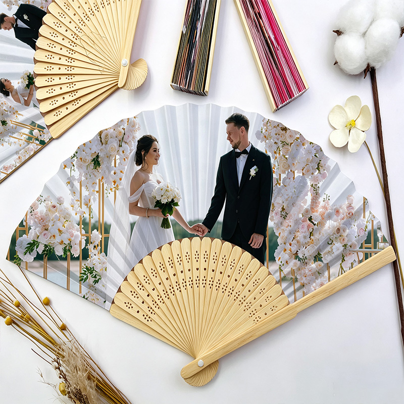 Personalized Over Print Photo Folding Paper Fans Wedding Custom Face Hand Fans for Newlyweds Funny Party Favors for Wedding Bachelorette Couple Summer Gift