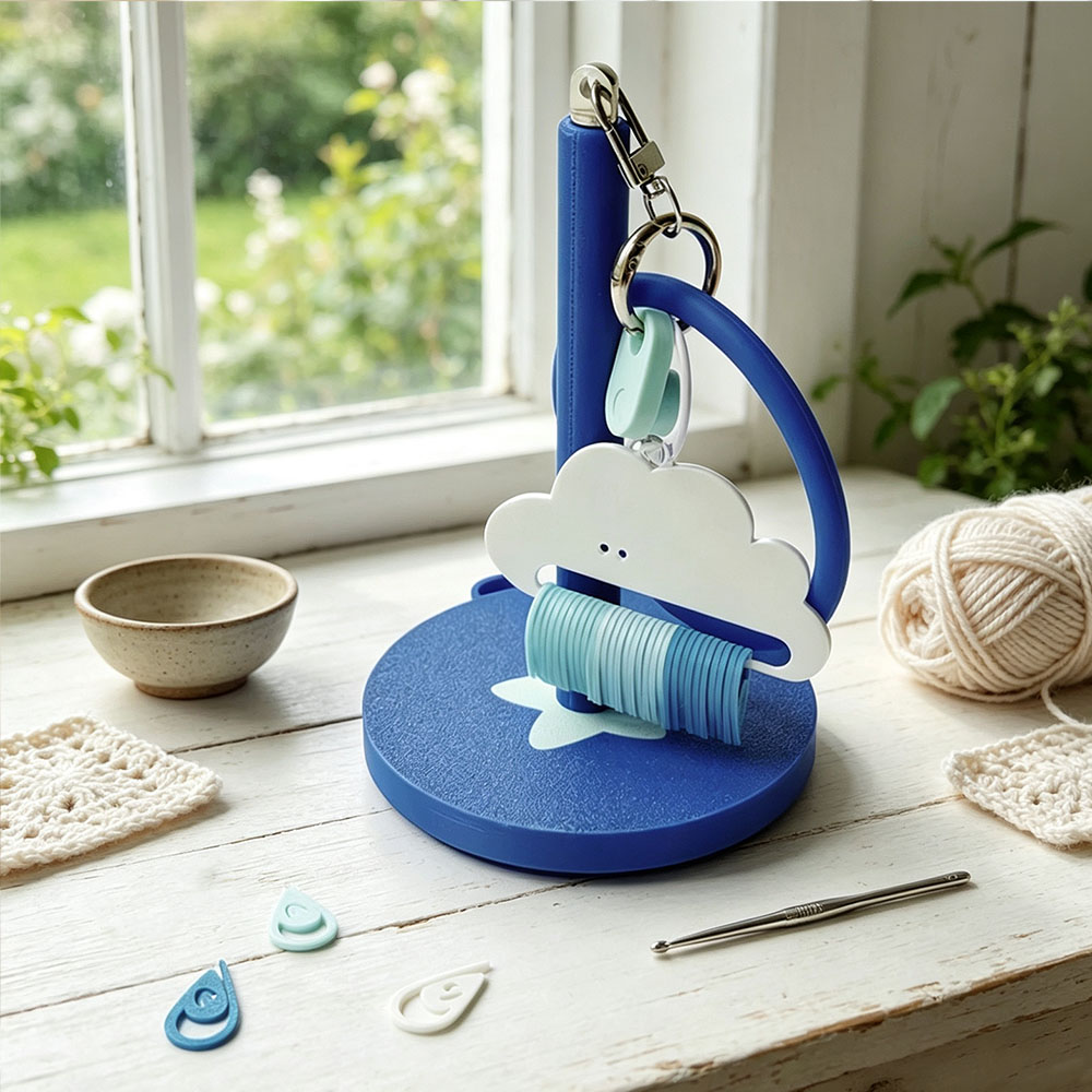 3d Printed Number Stitch Marker Holder and Bag Clip Cast-On Counting Number Stitch Markers for Knitters and Crocheters Raindrops Clouds Stitch Markers