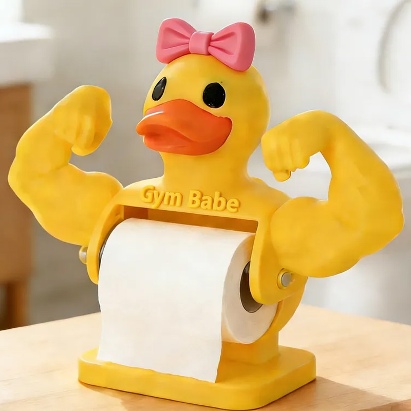 Personalized 3D Printed Funny Muscle Duck Toilet Paper Holder Weightlifter Design Funny Bathroom Decor Funny Bathroom Decor Gym Themed Fitness Inspired