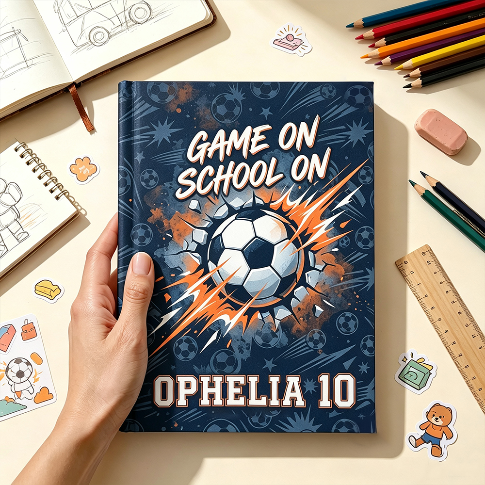Personalized Soccer Notebook Game On School On Custom Name and Number Back to School Gift for Kids