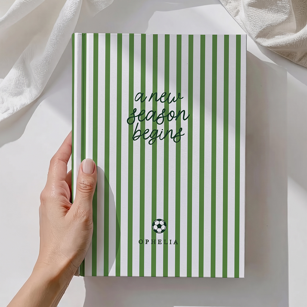 Personalized Sports Notebook Stripe Notebook A New Season Begins Custom Name Back to School Gift for Kids