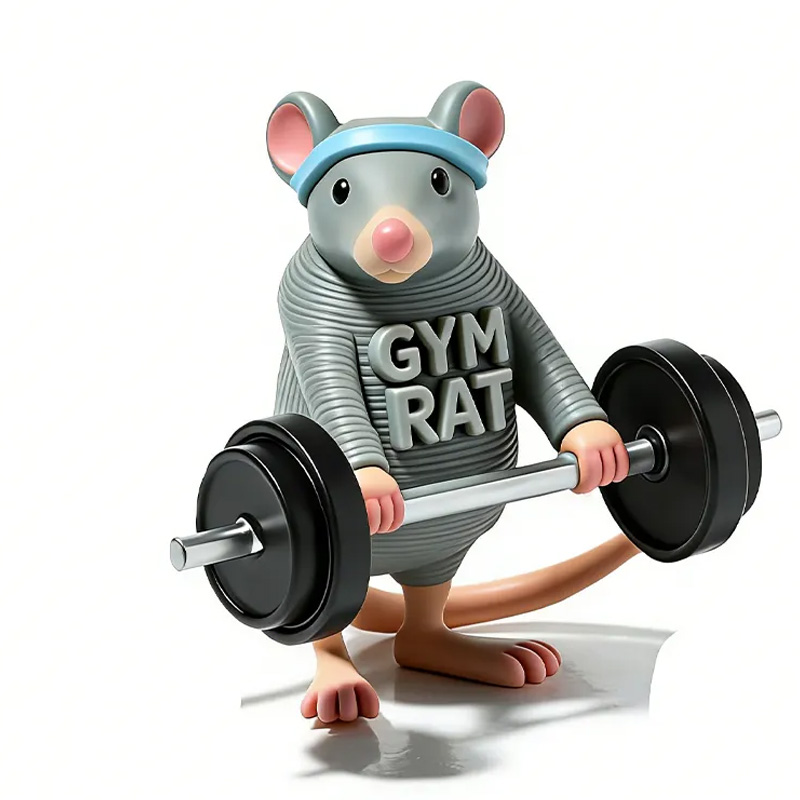 Personalized 3D Printed Hench Rat Muscular Gym Gift Desk Mascot Weightlifter Strength Trainer Desk Decor Gift for Friends Gym Rat Gym Lovers