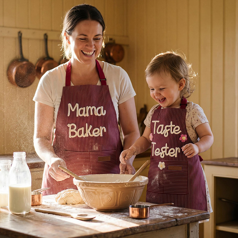 Personalized Mom & Kids Apron Custom Matching Aprons with Pockets Matching Apron Set Mommy and Me Gift 