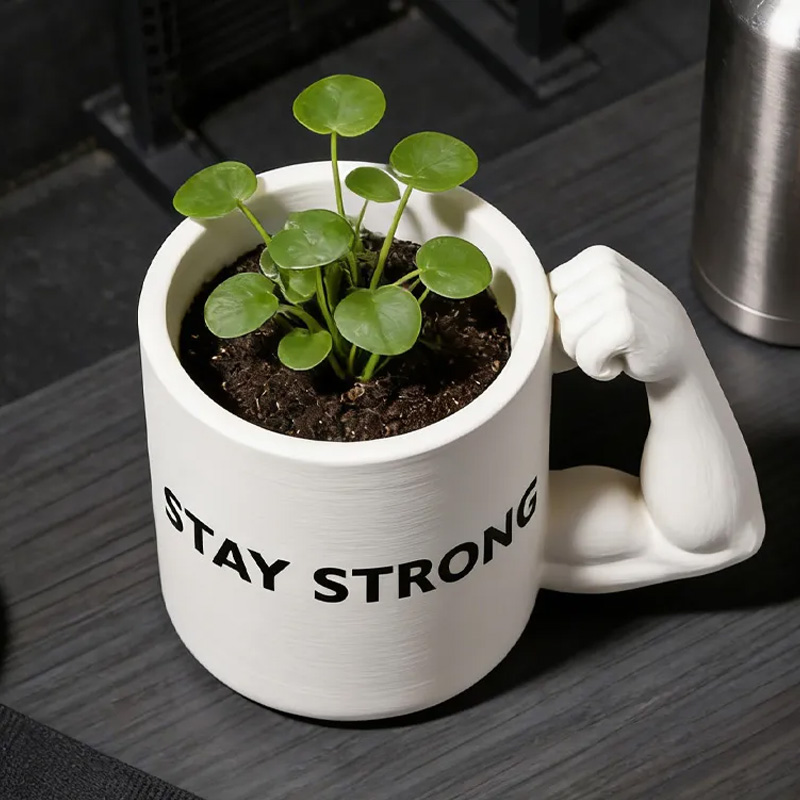 Personalized 3D Printed Bicep Handle Planter Plant Pot Weightlifter Strength Trainer Airplant Succulent Holder Gift for Friends Gym Rat Gym Lovers