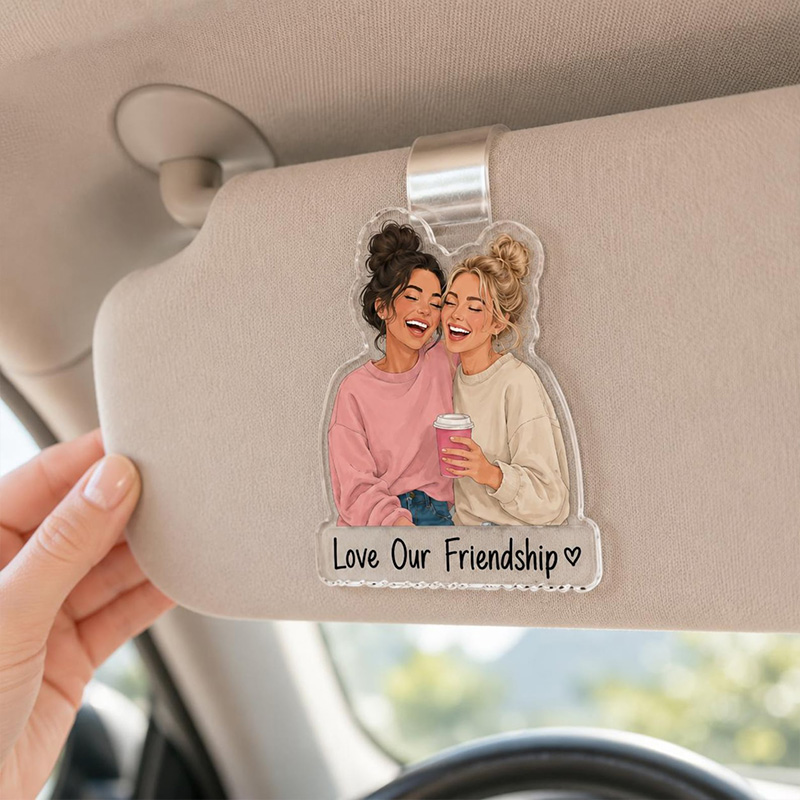 Personalized Bestie Photo Car Visor Clip Custom Clip De Visière De Voiture Bestie Personnalisé Accessoire De Voiture Photo Personnalisé Pour Ami Breloque Amitié BFF