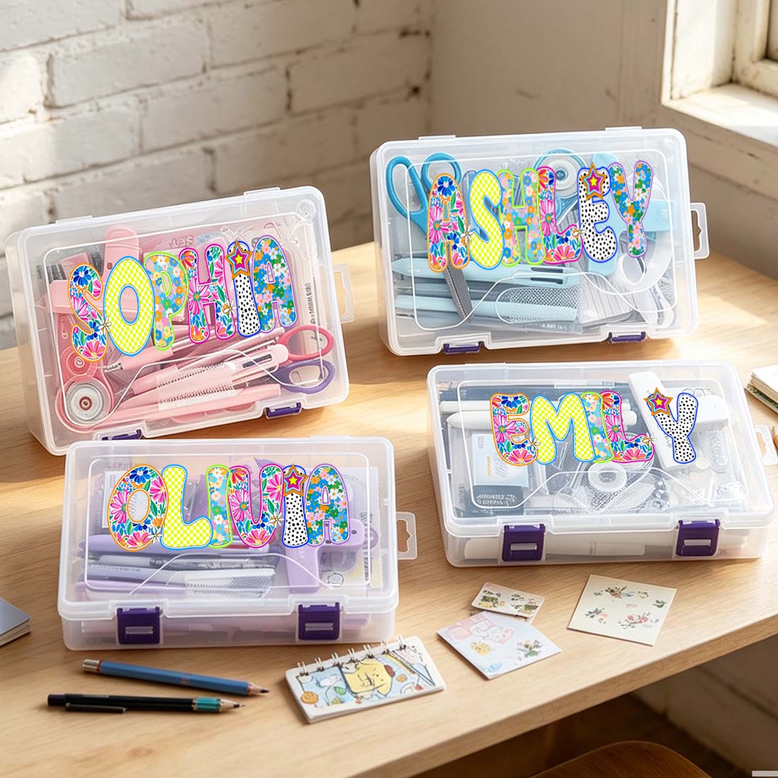 Personalized Pencil Boxes Stationery Set Back to school Durable Plastic