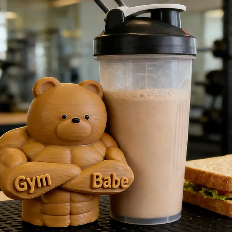 Personalized 3D Printed Hench Couple Bear Muscular Gym Gift Desk Mascot Weightlifter Strength Trainer Desk Decor Gift for Friends Gym Rat Gym Lovers